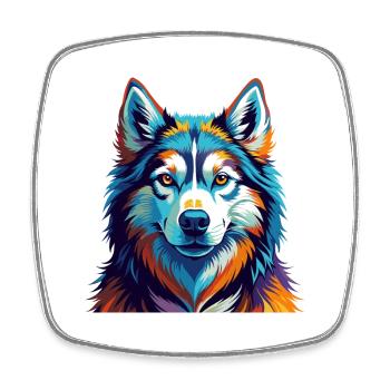 Siberian Husky Hunderasse Bunte Karikatur Kawaii - Viereckiger Kühlschrankmagnet - Weiß - Vorne