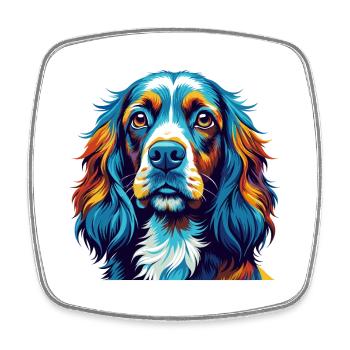 Sussex Spaniel Chien Race Coloré Dessin Animé Kawaii - Magnet carré - blanc - Devant