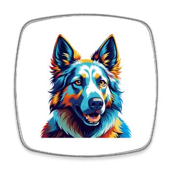 Weißer Schäferhund Hunderasse Bunte Karikatur Kawaii - Viereckiger Kühlschrankmagnet - Weiß - Vorne