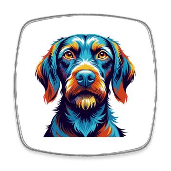 Fil de fer Vizsla race de chien dessin animé Kawaii - Magnet carré - blanc - Devant