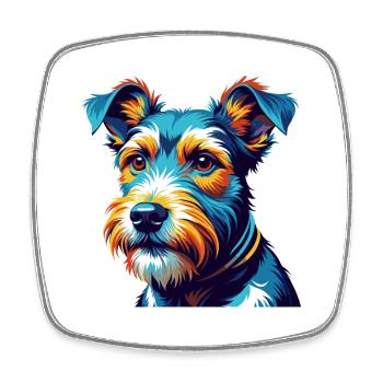 Fil Fox Terrier Chien Race Coloré Dessin Animé Kawaii - Magnet carré - blanc - Devant