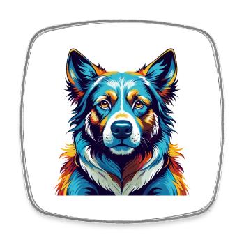 Ovcharka Chien Russe du Sud Race Dessin Animé Kawaii - Magnet carré - blanc - Devant