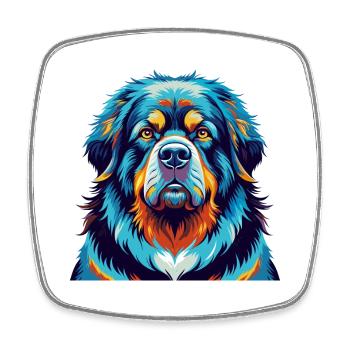 Tibetische Dogge Hunderasse Bunte Karikatur Kawaii - Viereckiger Kühlschrankmagnet - Weiß - Vorne
