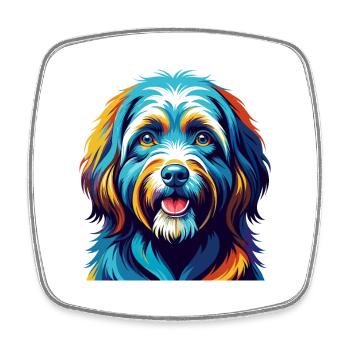 Tibetan Terrier Hunderasse Bunte Karikatur Kawaii - Viereckiger Kühlschrankmagnet - Weiß - Vorne