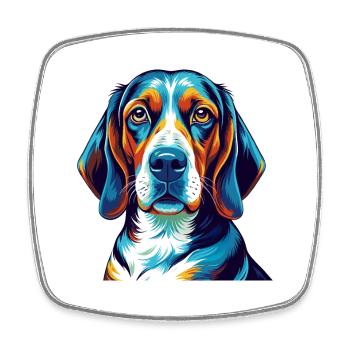 Treeing Walker Coonhound Dog Breed Cartoon Kawaii - Square fridge magnet - white - Front
