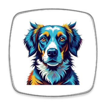 Chien de chasse russe race Dessin animé coloré Kawaii - Magnet carré - blanc - Devant
