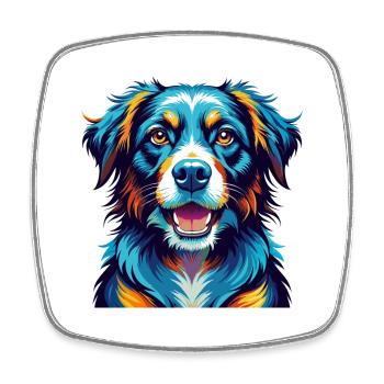 Saarlooswolfhond Dog Breed Colorful Cartoon Kawaii - Square fridge magnet - white - Front