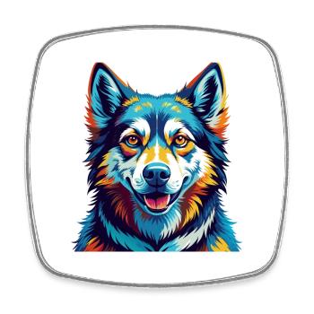 Westsibirische Laika Hunderasse Karikatur Kawaii - Viereckiger Kühlschrankmagnet - Weiß - Vorne