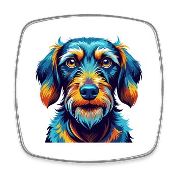 Wirehaired Dachshund Dog Breed Cartoon Kawaii - Square fridge magnet - white - Front