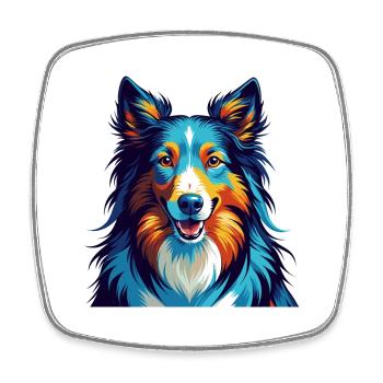 Scotch Collie Hunderasse Bunte Karikatur Kawaii - Viereckiger Kühlschrankmagnet - Weiß - Vorne