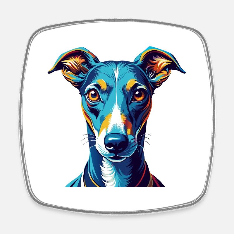 Whippet Chien Race Coloré Dessin Animé Kawaii - Magnet carré - blanc