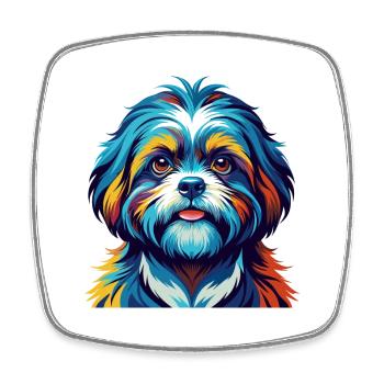 Shih Tzu Dog Breed Colorful Cartoon Kawaii - Square fridge magnet - white - Front