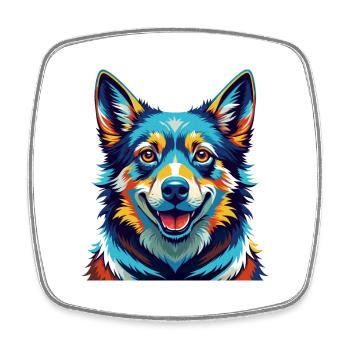 Suédois Vallhund Chien Race Coloré Dessin animé Kawaii - Magnet carré - blanc - Devant
