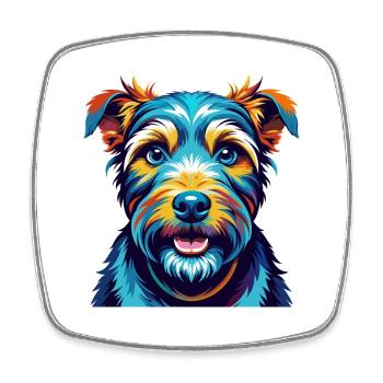 Welsh Terrier Dog Breed Colorful Cartoon Kawaii - Square fridge magnet - white - Front