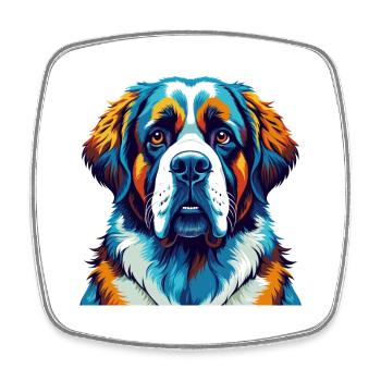 St Bernard Dog Breed Colorful Cartoon Kawaii - Square fridge magnet - white - Front