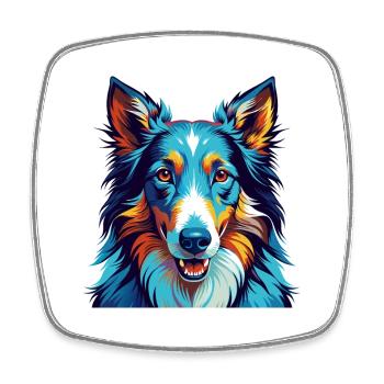 Glatter Collie Hund Rasse Bunt Karikatur Kawaii - Viereckiger Kühlschrankmagnet - Weiß - Vorne
