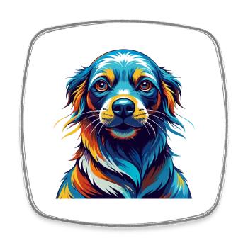 Seskar phoque chien race coloré dessin animé Kawaii - Magnet carré - blanc - Devant