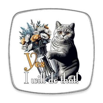 BKH Britisch Kurzhaar Katze Vase umkippen Geschenk - Viereckiger Kühlschrankmagnet - Weiß - Vorne