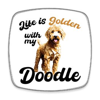 Goldendoodle Golden Doodle Leben golden Geschenk - Viereckiger Kühlschrankmagnet - Weiß - Vorne