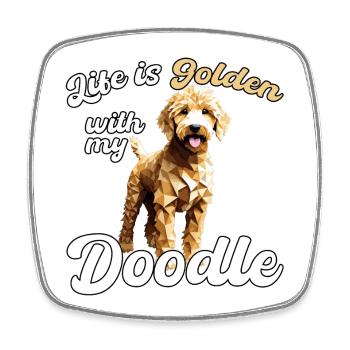 Goldendoodle Golden Doodle Leben golden Geschenk - Viereckiger Kühlschrankmagnet - Weiß - Vorne