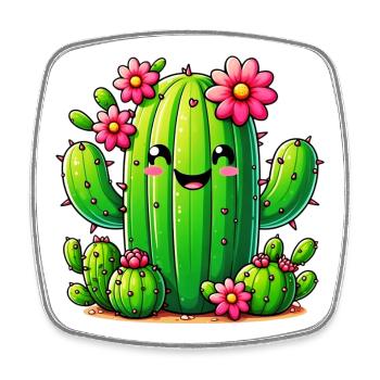 Cactus - Square fridge magnet - white - Front