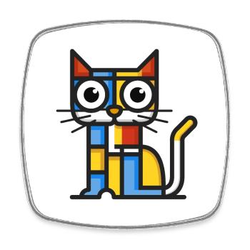 Colorful cubist illustration of a cat - Square fridge magnet - white - Front