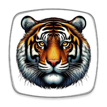 Tiger - Viereckiger Kühlschrankmagnet - Weiß - Vorne