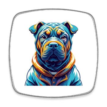 Miniatur Shar Pei Hunderasse Karikatur Kawaii - Viereckiger Kühlschrankmagnet - Weiß - Vorne