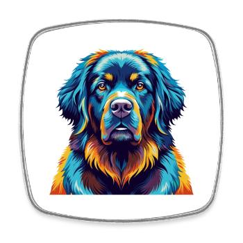 Newfoundland Dog Breed Colorful Cartoon Kawaii - Square fridge magnet - white - Front