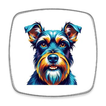 Mittelschnauzer Hunderasse Bunte Karikatur Kawaii - Viereckiger Kühlschrankmagnet - Weiß - Vorne