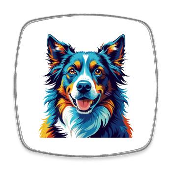 North American Shepherd Dog Breed Cartoon Kawaii - Square fridge magnet - white - Front