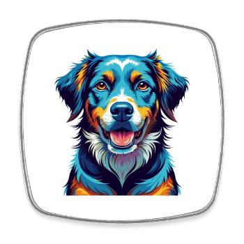 Chien de cur de montagne race coloré dessin animé Kawaii - Magnet carré - blanc - Devant