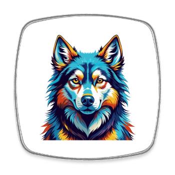 Northern Inuit Dog Breed Colorful Cartoon Kawaii - Square fridge magnet - white - Front