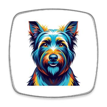 Skye Terrier Chien Race Coloré Dessin Animé Kawaii - Magnet carré - blanc - Devant