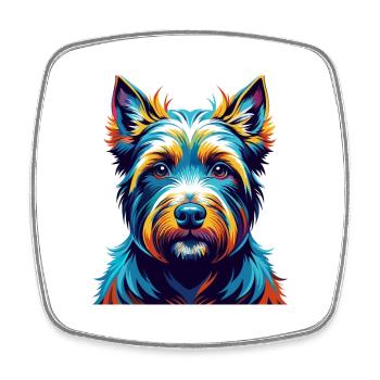 Westie Dog Breed Colorful Cartoon Kawaii - Square fridge magnet - white - Front