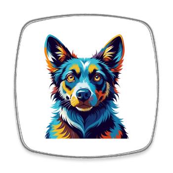 Mudi Chien Race Coloré Aquarelle Dessin Animé Kawaii - Magnet carré - blanc - Devant