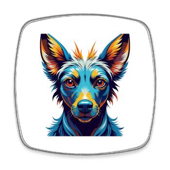 Xoloitzcuintli Hunderasse Bunte Karikatur Kawaii - Viereckiger Kühlschrankmagnet - Weiß - Vorne