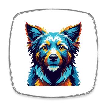 Taigan Kyrgyz Taighany Dog Breed Cartoon Kawaii - Square fridge magnet - white - Front