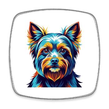 Silky Terrier Dog Breed Colorful Cartoon Kawaii - Square fridge magnet - white - Front