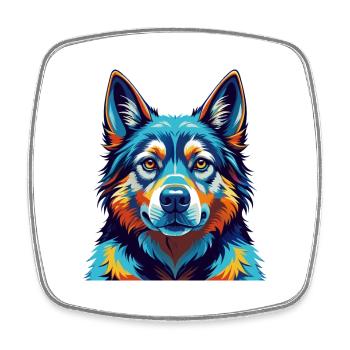 Chien d’élan suédois race chien dessin animé coloré Kawaii - Magnet carré - blanc - Devant