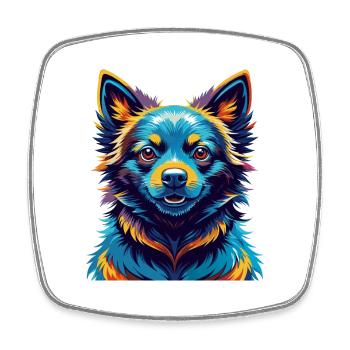 Schipperke Hunderasse Bunte Karikatur Kawaii - Viereckiger Kühlschrankmagnet - Weiß - Vorne