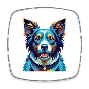Stephens Cur Chien Race Coloré Dessin Animé Kawaii - Magnet carré - blanc - Devant
