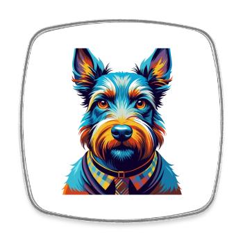 Scottish Terrier Hunderasse Bunte Karikatur Kawaii - Viereckiger Kühlschrankmagnet - Weiß - Vorne