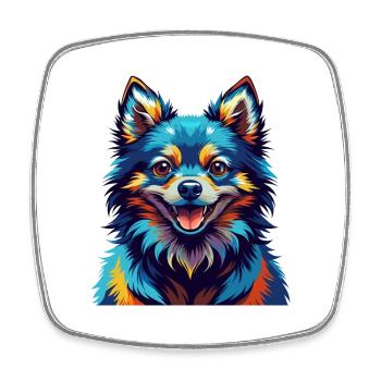 Spitz Chien Race Coloré Aquarelle Dessin Animé Kawaii - Magnet carré - blanc - Devant