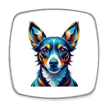 Jouet Fox Terrier Chien Race Coloré Dessin Animé Kawaii - Magnet carré - blanc - Devant
