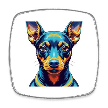 Jouet Manchester Terrier Chien Race Dessin animé Kawaii - Magnet carré - blanc - Devant