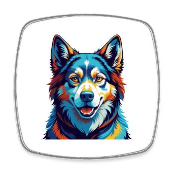 Sibirische Laika Hunderasse Bunte Karikatur Kawaii - Viereckiger Kühlschrankmagnet - Weiß - Vorne