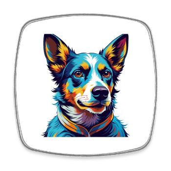St Miguel Cattle Dog Rasse Bunte Karikatur Kawaii - Viereckiger Kühlschrankmagnet - Weiß - Vorne