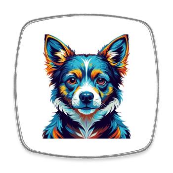 Porcelaine Chien Race Coloré Dessin Animé Kawaii - Magnet carré - blanc - Devant