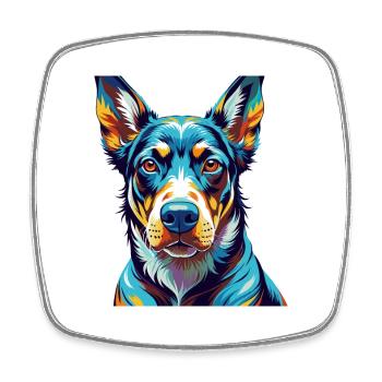 Russian Harlequin Hound Dog Breed Cartoon Kawaii - Square fridge magnet - white - Front